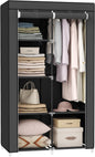 SONGMICS Portable Clothes Storage with 6 Shelves and 1 Clothes Hanging Rail Black - Cosy Abode