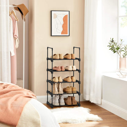 SONGMICS 5 Tier Metal Shoe Rack for 10 Pairs of Shoes Black - Cosy Abode
