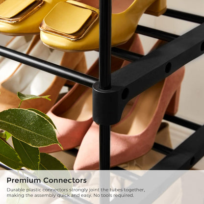 SONGMICS 5 Tier Metal Shoe Rack for 10 Pairs of Shoes Black - Cosy Abode