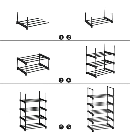 SONGMICS 5 Tier Metal Shoe Rack for 10 Pairs of Shoes Black - Cosy Abode