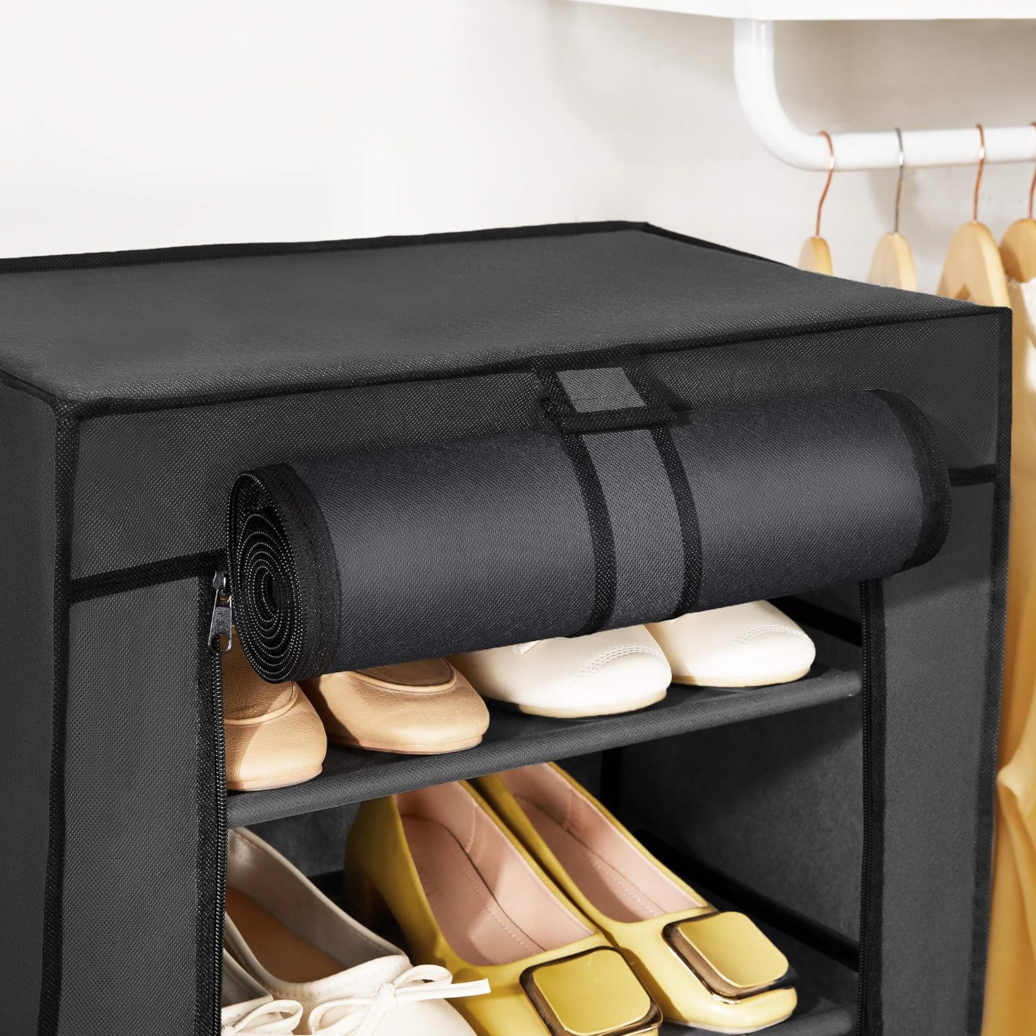 SONGMICS 7 Tier Shoe Rack for 14-20 Pairs of Shoes Nonwoven Fabric Cover Black - Cosy Abode