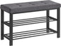 SONGMICS 3-Tier Metal Shoe Bench Storage Foam Padded Seat Dark Grey and Black - Cosy Abode