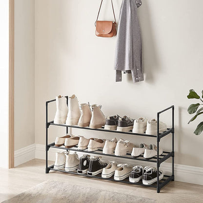 SONGMICS 3-Shelf Metal Shoe Rack Entryway Black - Cosy Abode