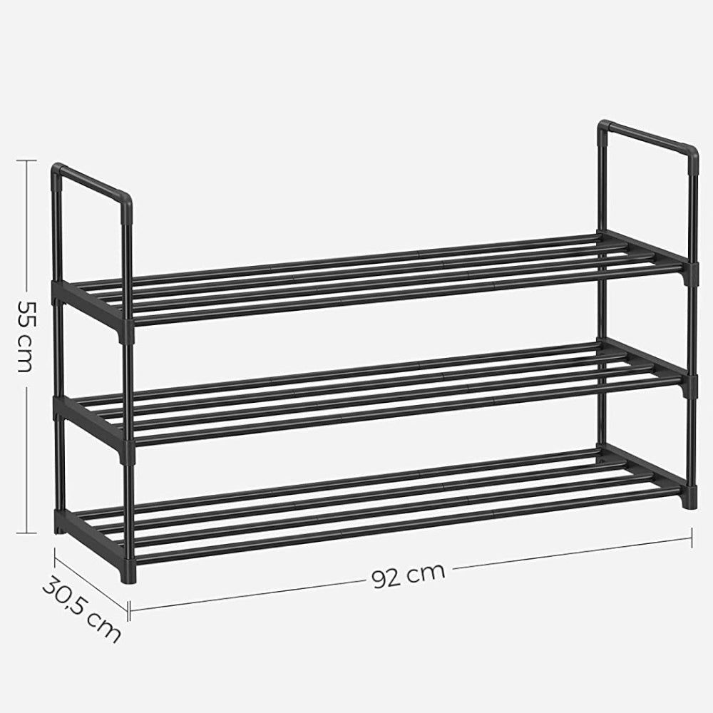 SONGMICS 3-Shelf Metal Shoe Rack Entryway Black - Cosy Abode