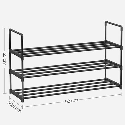 SONGMICS 3-Shelf Metal Shoe Rack Entryway Black - Cosy Abode