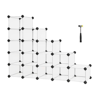 SONGMICS 15 Slot Storage Shelf Customizable Design Rectangular Storage Organiser White - Cosy Abode