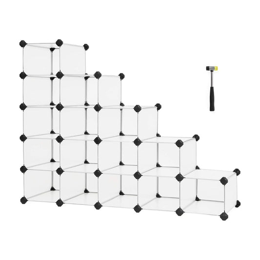 SONGMICS 15 Slot Storage Shelf Customizable Design Rectangular Storage Organiser White - Cosy Abode