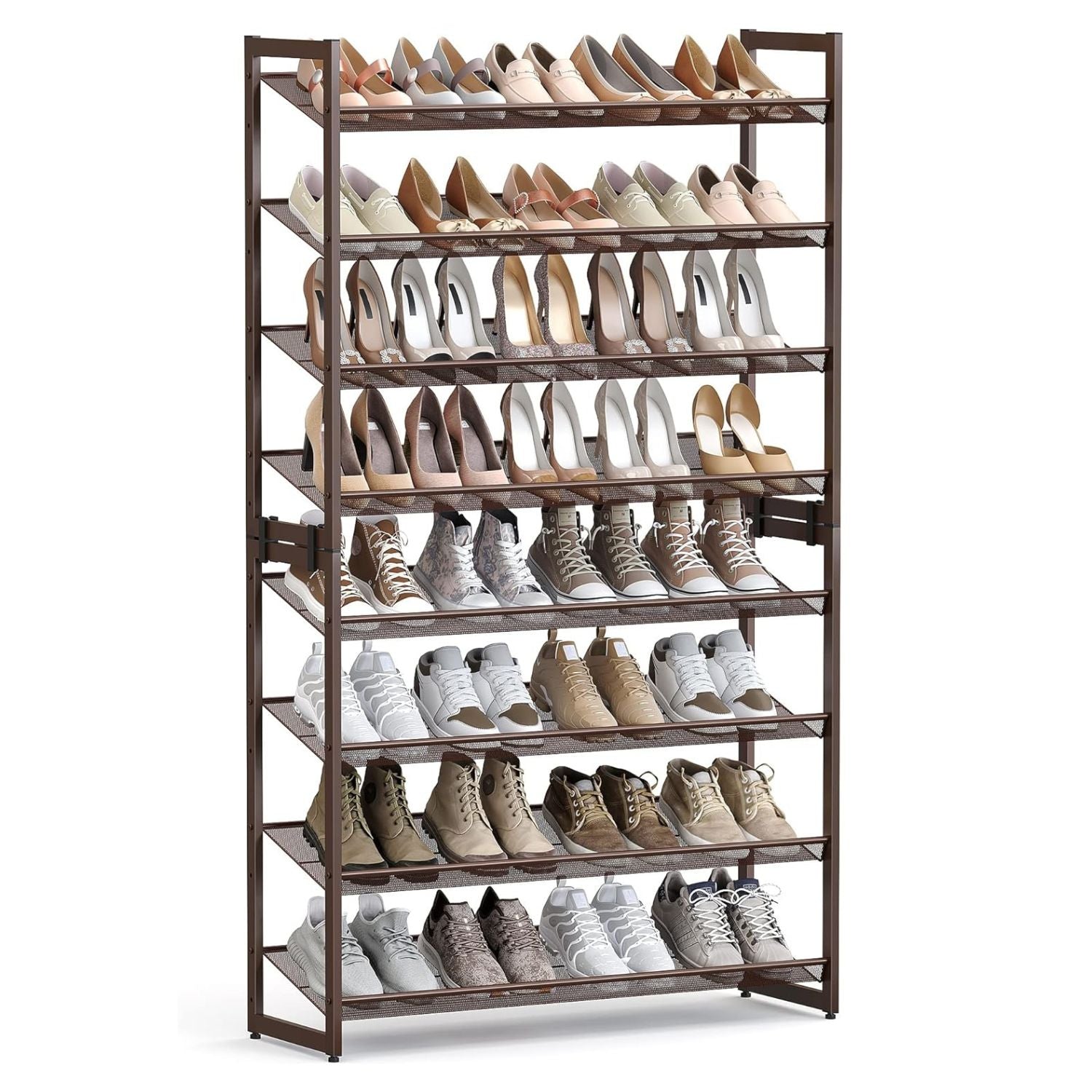 SONGMICS 8-Tier Shoe Rack Storage 32 pairs with Adjustable Shelves Bronze - Cosy Abode