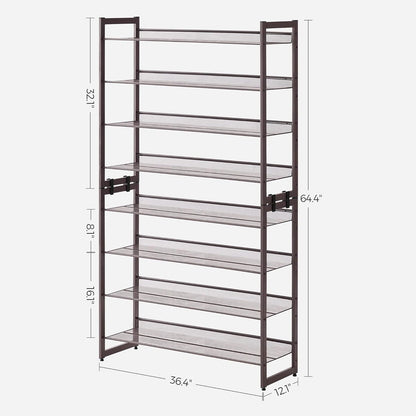 SONGMICS 8-Tier Shoe Rack Storage 32 pairs with Adjustable Shelves Bronze - Cosy Abode