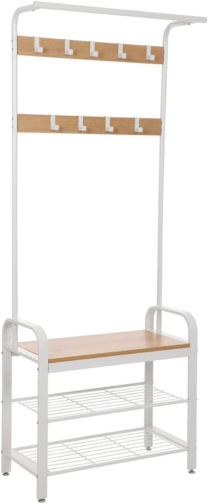 VASAGLE Coat Rack Stand 175cm White - Cosy Abode