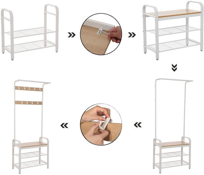 VASAGLE Coat Rack Stand 175cm White - Cosy Abode