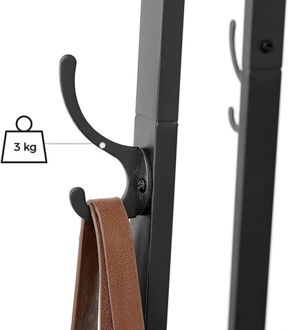 VASAGLE Coat Rack Stand with 3 Shelves Rustic Brown and Black - Cosy Abode