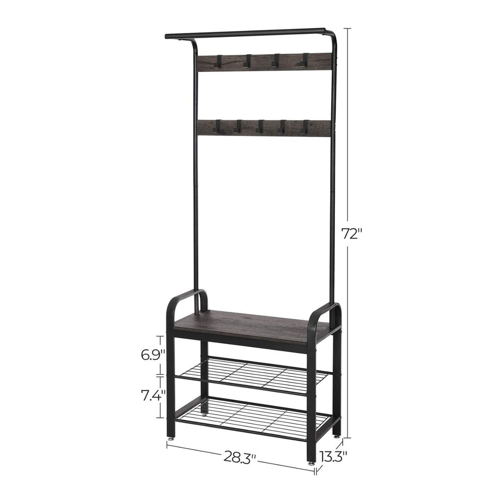 VASAGLE Coat Rack Stand Height 183 cm Hazelnut Brown and Black - Cosy Abode