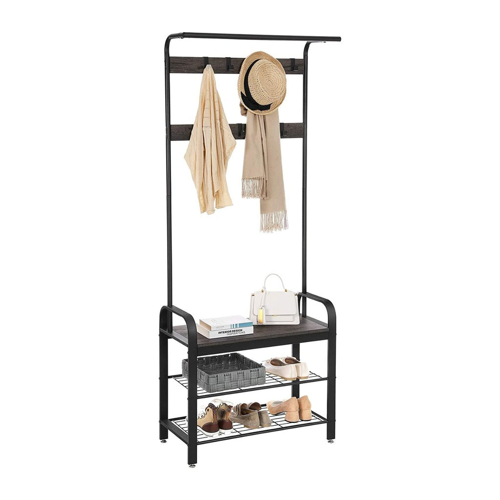 VASAGLE Coat Rack Stand Height 183 cm Hazelnut Brown and Black - Cosy Abode