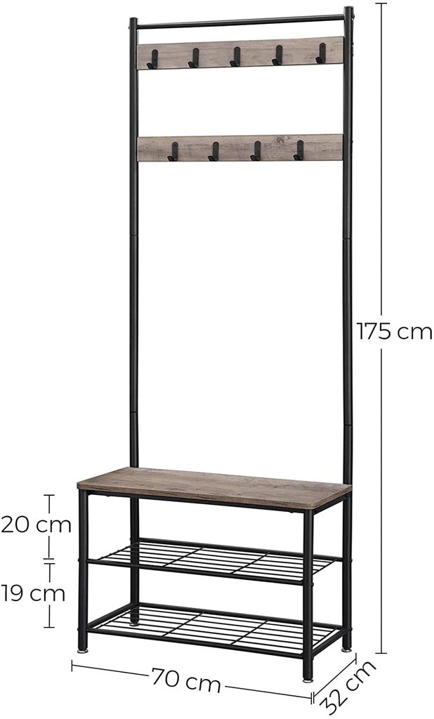 VASAGLE Coat Rack Stand 175cm Greige - Cosy Abode