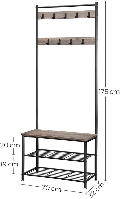 VASAGLE Coat Rack Stand 175cm Greige - Cosy Abode