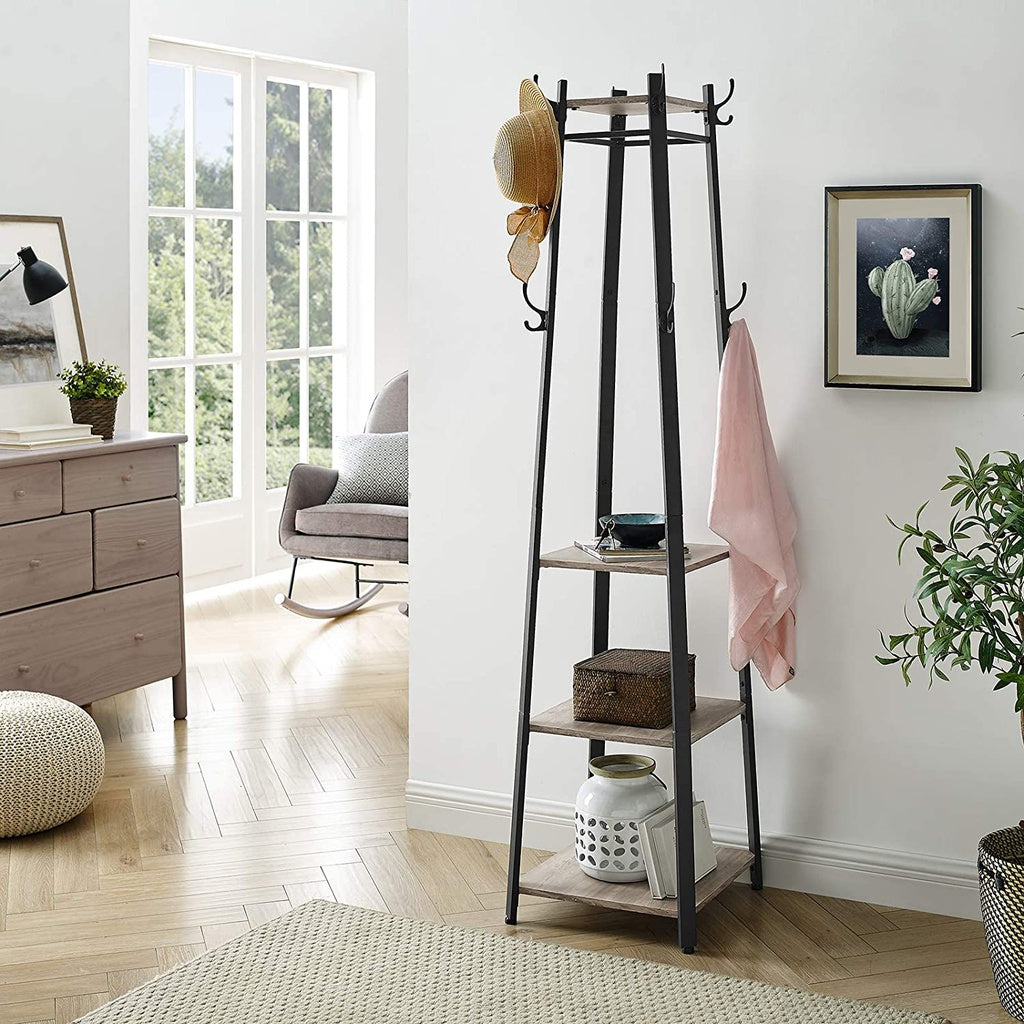 VASAGLE Coat Rack 3 Shelves Greige - Cosy Abode