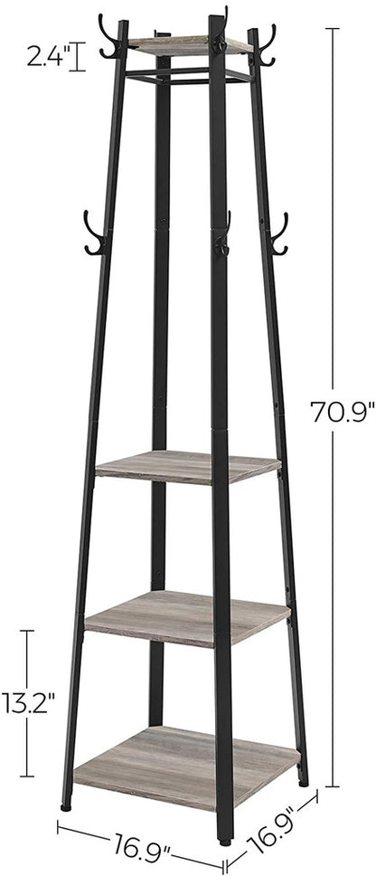 VASAGLE Coat Rack 3 Shelves Greige - Cosy Abode