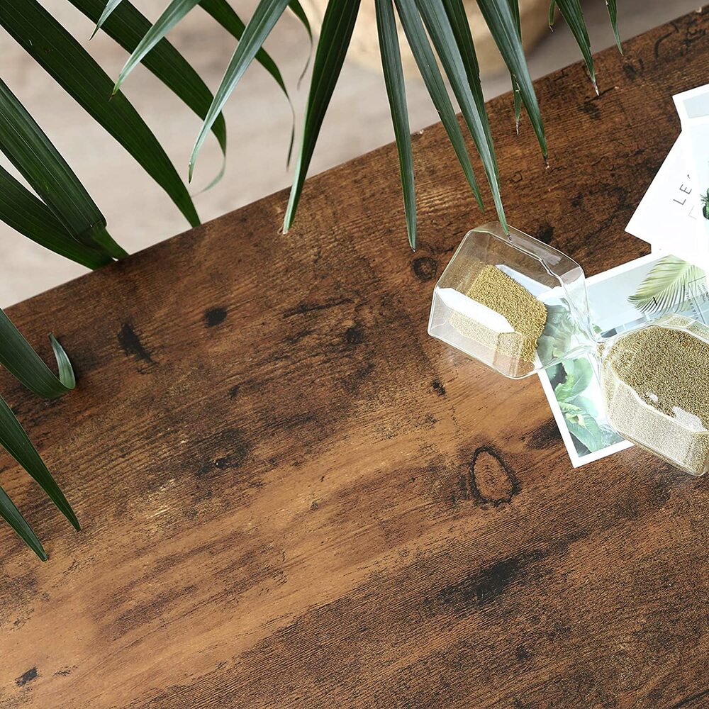 VASAGLE Shoe Bench with Seat Shoe Rack with 2 Mesh Shelves Rustic Brown and Black - Cosy Abode