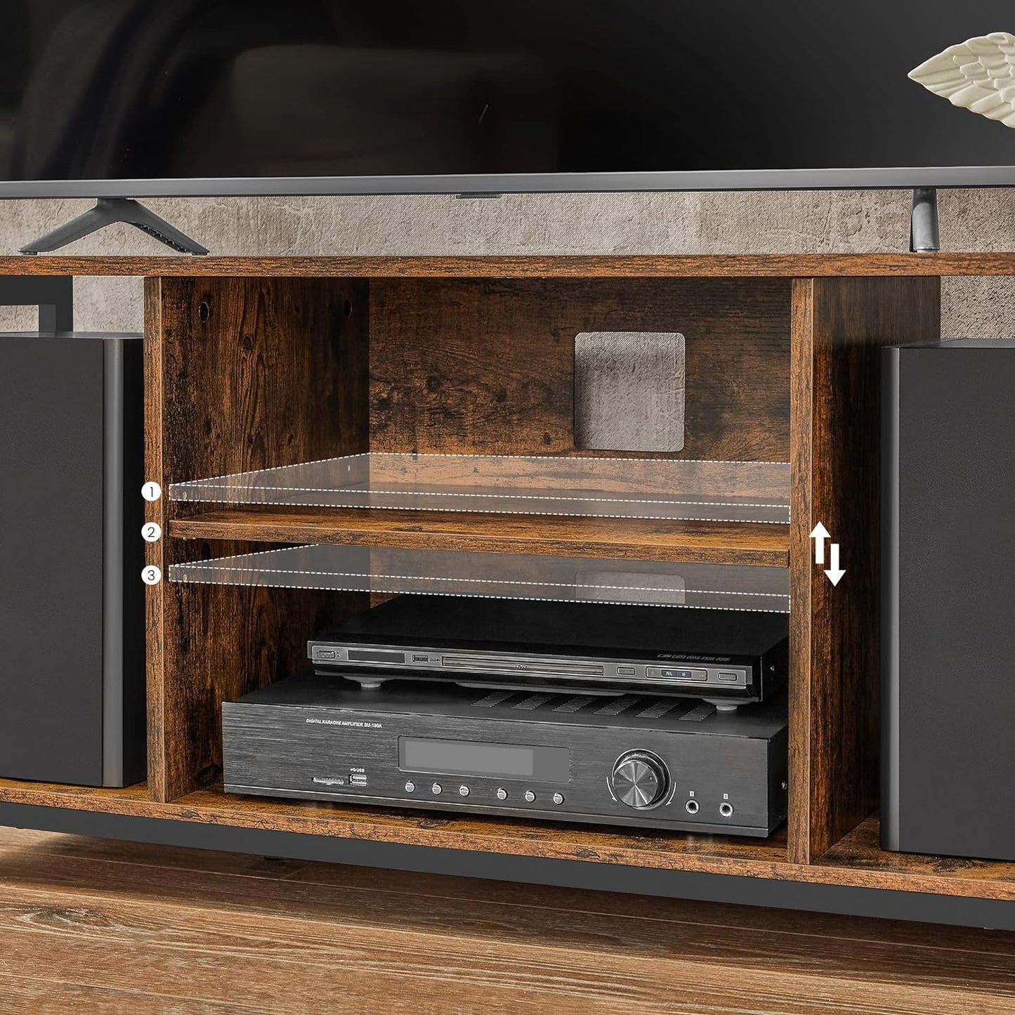 VASAGLE Lowboard TV Cabinet for TVs up to 60 Inches with Open Compartments Vintage Brown/Black - Cosy Abode