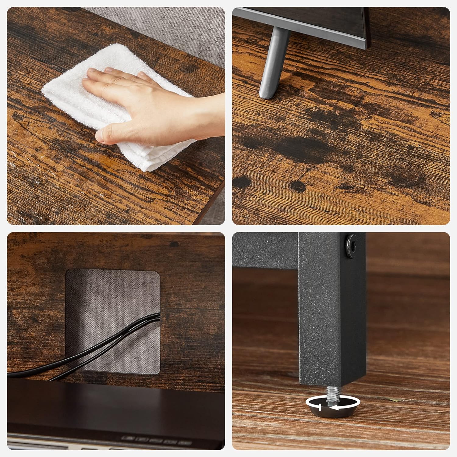 VASAGLE Lowboard TV Cabinet for TVs up to 60 Inches with Open Compartments Vintage Brown/Black - Cosy Abode