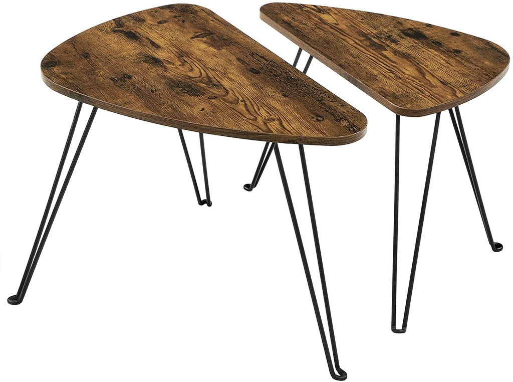 VASAGLE Nesting Table Triangle Rustic Brown and Black - Cosy Abode