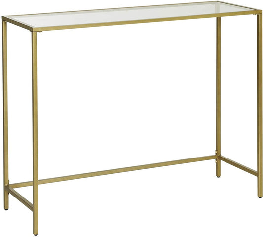 VASAGLE Console Table with Tempered Glass Golden - Cosy Abode