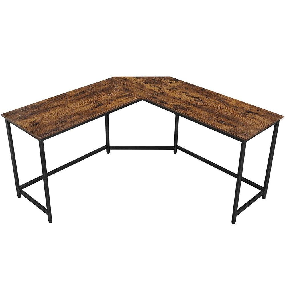 VASAGLE L-Shaped Computer Desk Rustic Brown and Black - Cosy Abode
