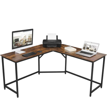 VASAGLE L-Shaped Computer Desk Rustic Brown and Black - Cosy Abode