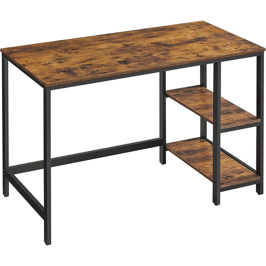 VASAGLE Computer Desk with 2 Shelves Rustic Brown and Black - Cosy Abode