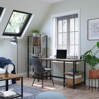 VASAGLE Computer Desk with 2 Shelves Rustic Brown and Black - Cosy Abode