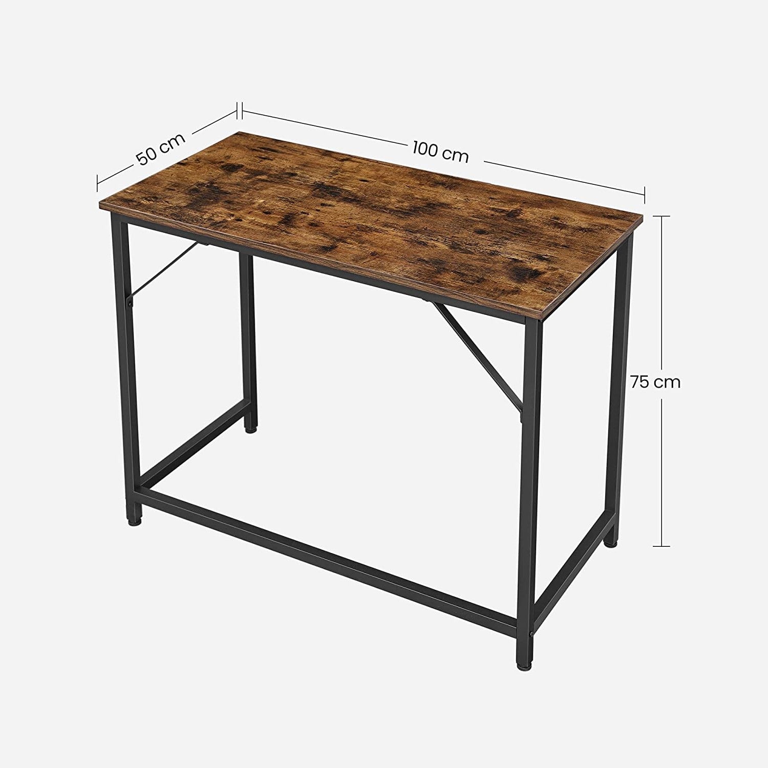 VASAGLE Computer Desk Rustic Brown and Black - Cosy Abode