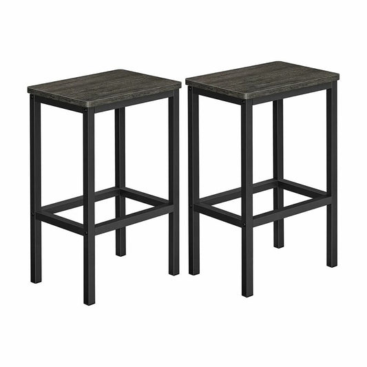 VASAGLE Bar Stools Set of 2 Bar Chairs Charcoal Gray - Cosy Abode