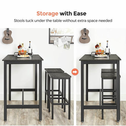 VASAGLE Bar Stools Set of 2 Bar Chairs Charcoal Gray - Cosy Abode