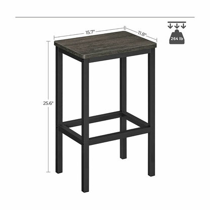 VASAGLE Bar Stools Set of 2 Bar Chairs Charcoal Gray - Cosy Abode