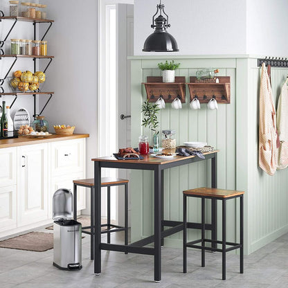 VASAGLE Bar Table with Solid Metal Frame - Wood Look - Cosy Abode