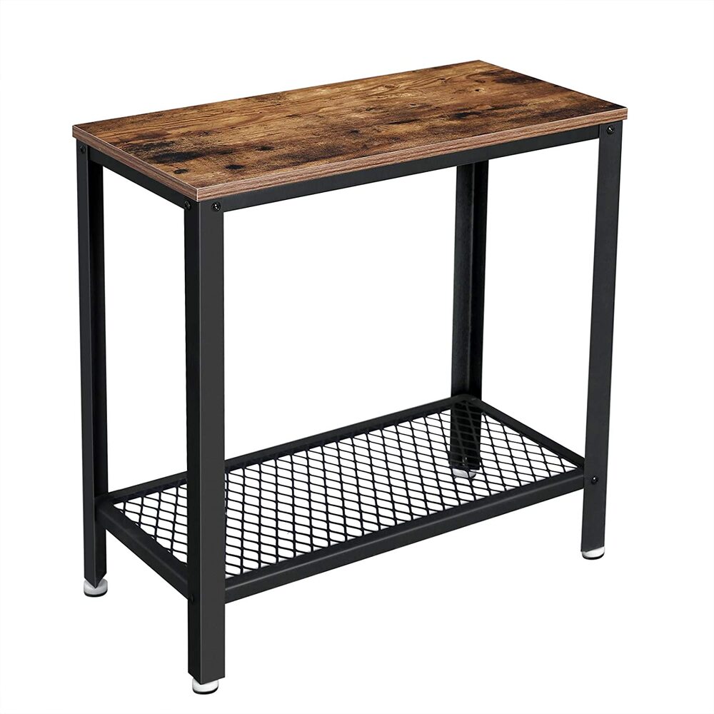 VASAGLE Industrial Side Table Rustic Brown - Cosy Abode