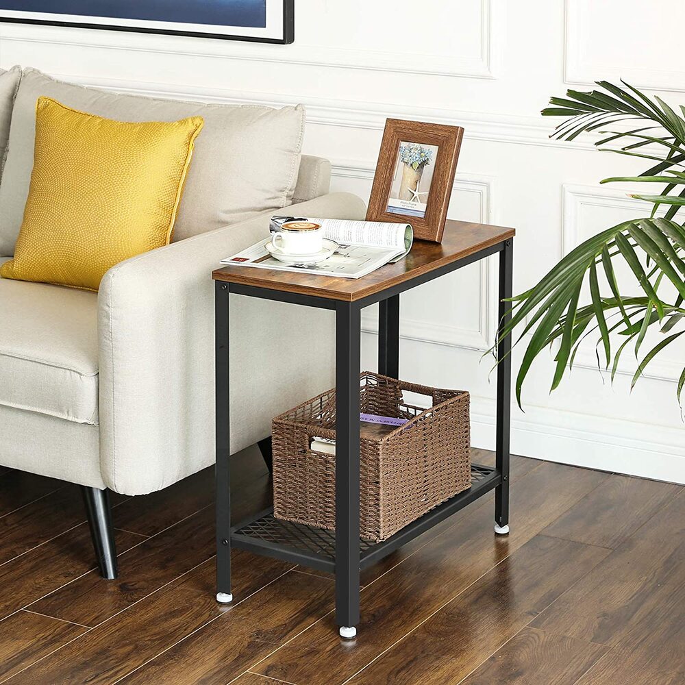 VASAGLE Industrial Side Table Rustic Brown - Cosy Abode