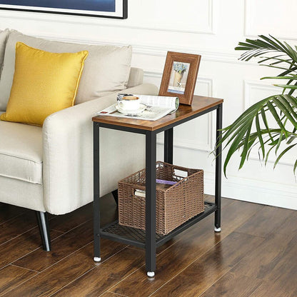 VASAGLE Industrial Side Table Rustic Brown - Cosy Abode