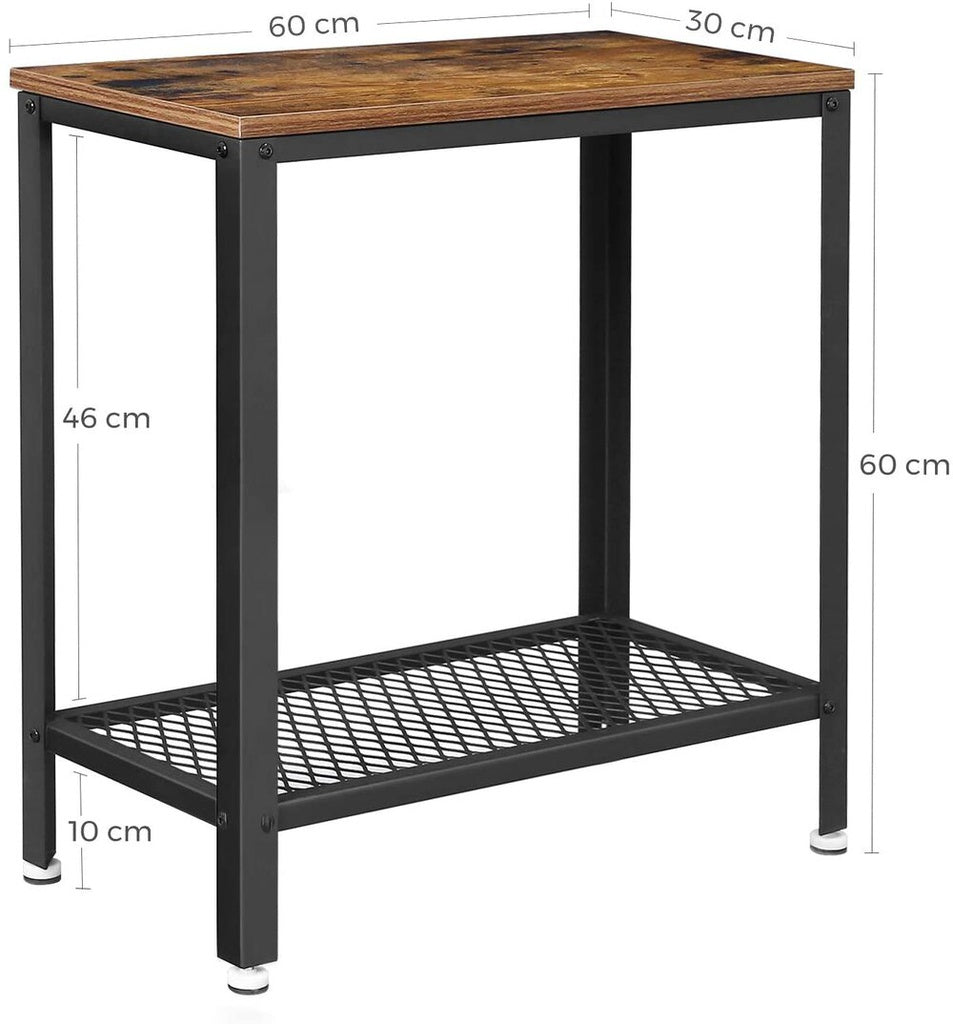 VASAGLE Industrial Side Table Rustic Brown - Cosy Abode