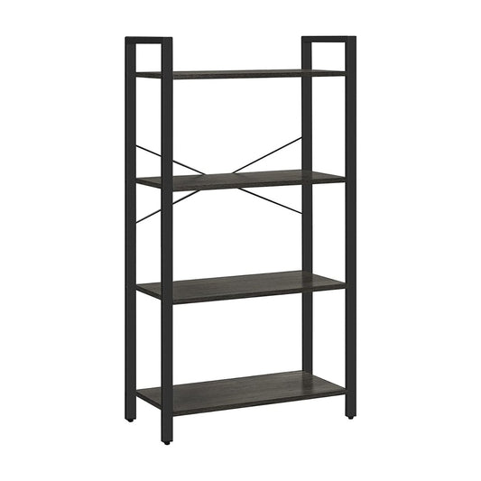 VASAGLE 4-Tier Bookshelf Storage Rack with Steel Frame- Charcoal Grey and Black - Cosy Abode