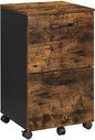 VASAGLE File Cabinet with 2 Drawers Rolling Office Filing Cabinet with Wheels Rustic Brown and Black - Cosy Abode