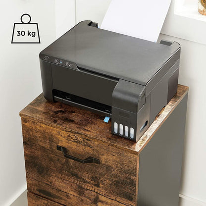 VASAGLE File Cabinet with 2 Drawers Rolling Office Filing Cabinet with Wheels Rustic Brown and Black - Cosy Abode