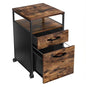 VASAGLE File Cabinet with 2 Drawers Rolling Office Filing Cabinet with Wheels and Open Compartment Rustic Brown and Black - Cosy Abode
