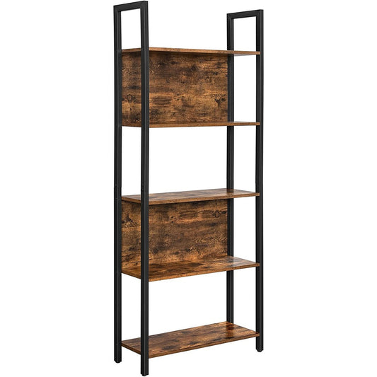 VASAGLE Bookshelf with 5 Shelves Rustic Brown and Black - Cosy Abode