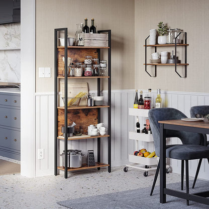 VASAGLE Bookshelf with 5 Shelves Rustic Brown and Black - Cosy Abode