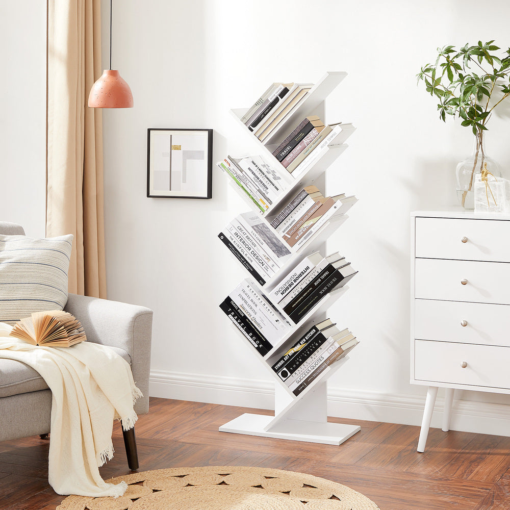 VASAGLE Tree Bookshelf 8 Tier White - Cosy Abode
