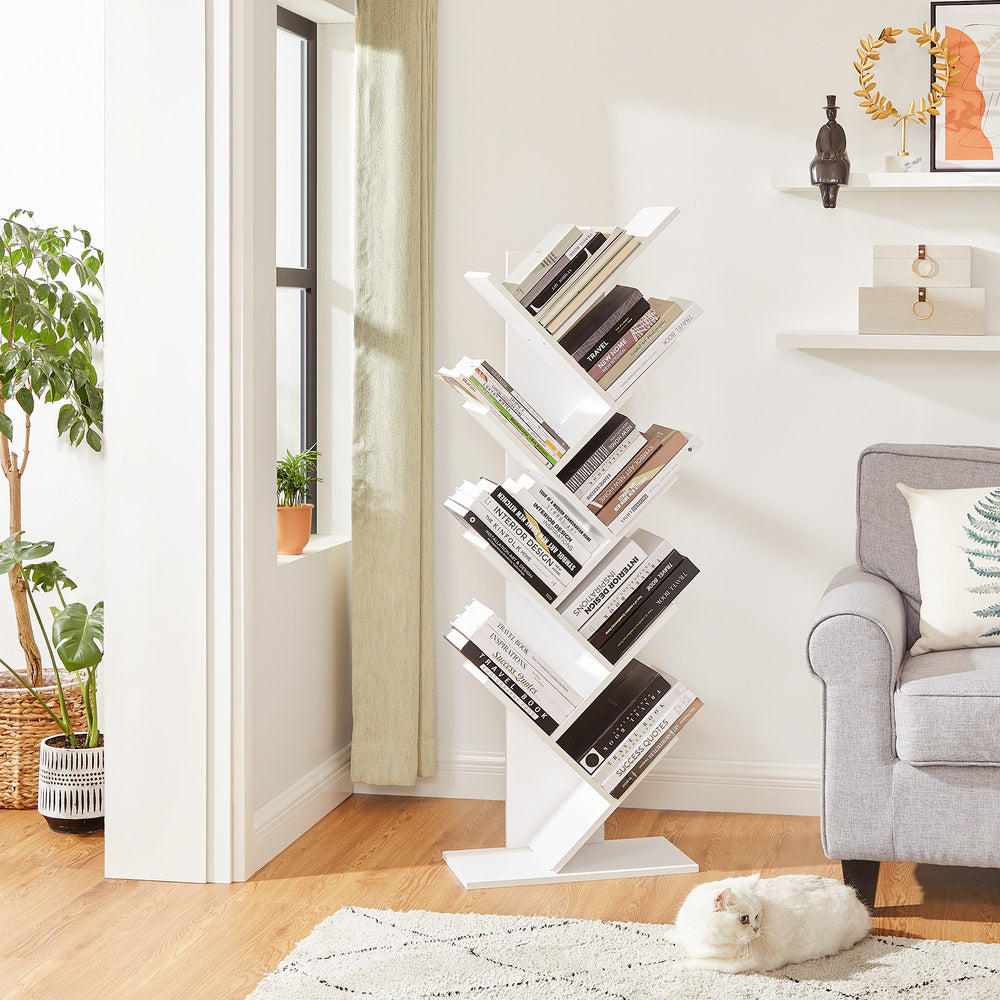 VASAGLE Tree Bookshelf 8 Tier White - Cosy Abode