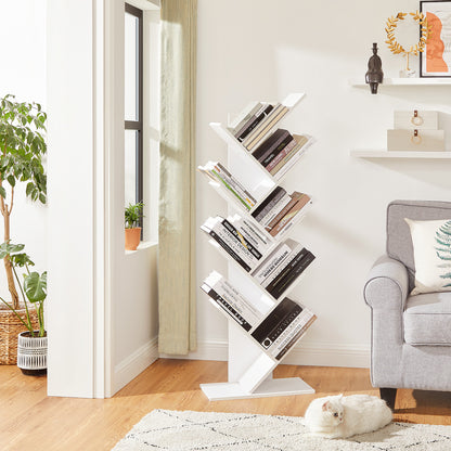 VASAGLE Tree Bookshelf 8 Tier White - Cosy Abode