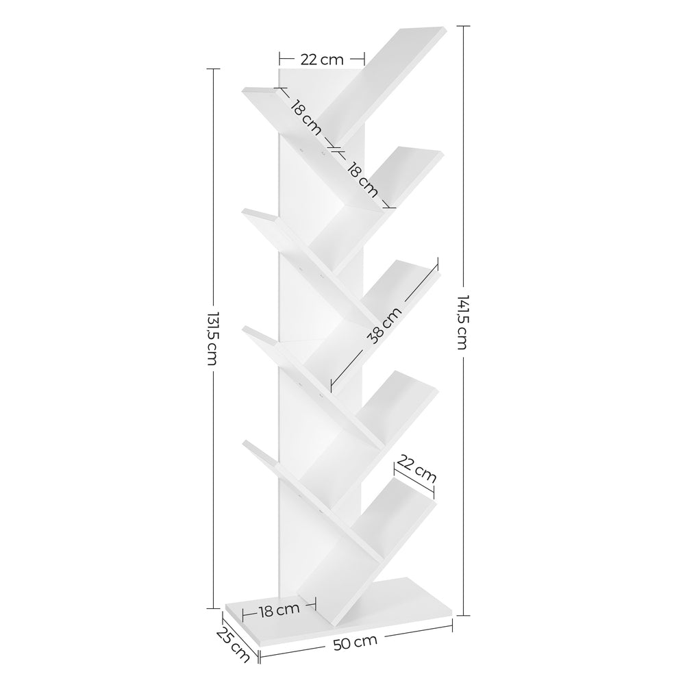 VASAGLE Tree Bookshelf 8 Tier White - Cosy Abode
